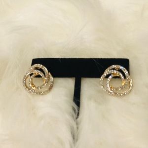 Spiral cubic zirconia and gold earrings